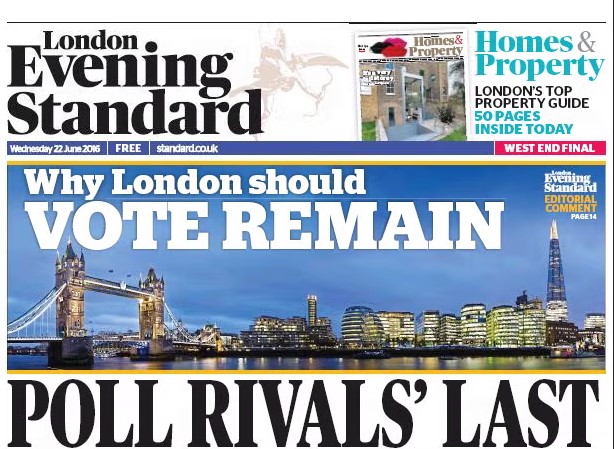 Evening Standard &mdash; вечерняя пресса Лондона, Великобритания