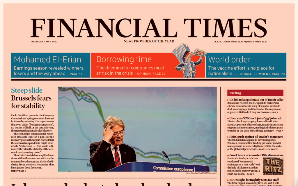 Financial Times — экономика мира из Лондона, Великобритания 2 Обзор ключевых рубрик Financial Times